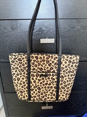 Vera Bradley Leopard Quilted Tote in Tan and Black